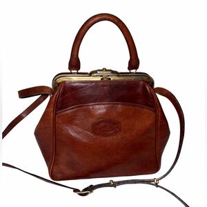Vintage Oroton Australia Genuine Leather Doctor Bag Brown Crossbody Satchel